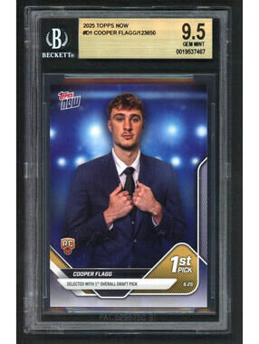 2025 Topps Now NBA #D1 Cooper Flagg 1st Overall Pick Rookie (RC) BGS 9.5 Gem Mt